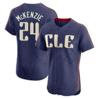 Cleveland Guardians #24 Triston McKenzie Player Navy FEDASGOGE City Connect Limited Elite Home Stitched Jerseys