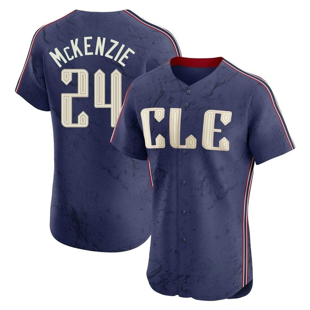 Cleveland Guardians #24 Triston McKenzie Player Navy FEDASGOGE City Connect Limited Elite Home Stitched Jerseys