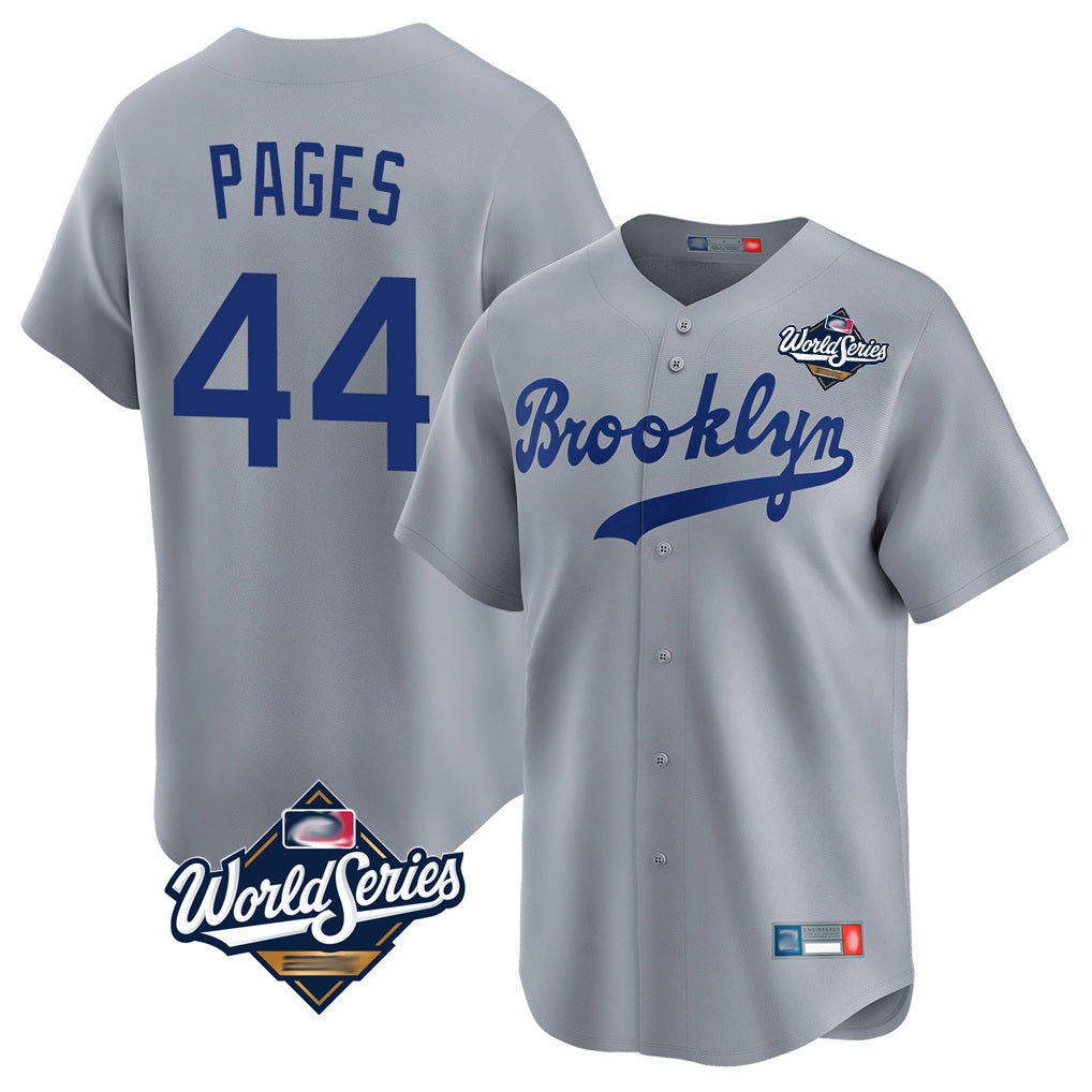 Los Angeles Dodgers #44 Andy Pages Player Gray FEDASGOGE World Series Game Limited Home Stitched Jerseys