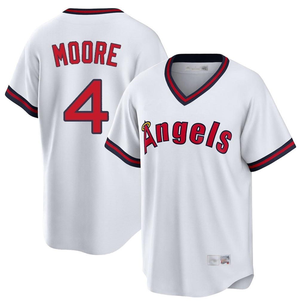 Los Angeles Angels #4 Christian Moore Player White FEDASGOGE T-shirt Home Game Stitched Jerseys