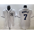 New York Yankees #7 Mickey Mantle White FEDASGOGE Fashion Cool Base Jersey