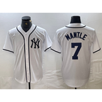 New York Yankees #7 Mickey Mantle White FEDASGOGE Fashion Cool Base Jersey