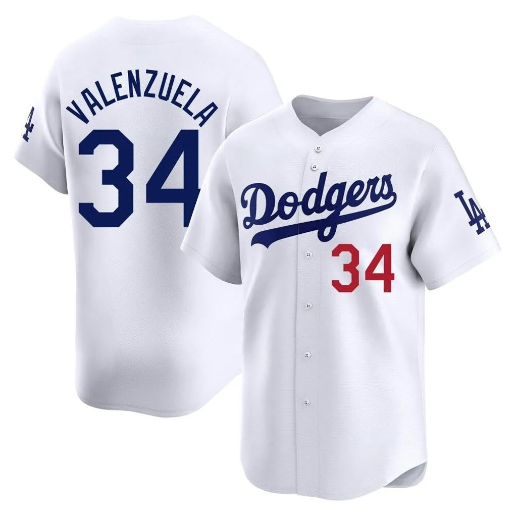 Los Angeles Dodgers #34 Fernando Valenzuela Player White FEDASGOGE Limited Home Stitched Jerseys