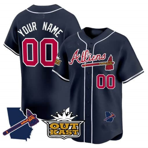 Custom Atlanta Braves Atliens Vapor Premier Limited Jersey V2 ¨C Navy FEDASGOGE
