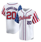 Detroit Tigers #20 Spencer Torkelson White FEDASGOGE 2025 Independence Day Vapor Premier Limited Stitched Jersey