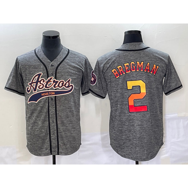 Houston Astros #2 Alex Bregman Grey FEDASGOGE Gridiron Cool Base Stitched Jersey