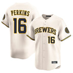 Milwaukee Brewers #16 Blake Perkins Player Cream FEDASGOGE Home Limited Game Stitched Jerseys