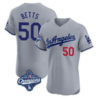 Los Angeles Dodgers #50 Mookie Betts Player Gray FEDASGOGE World Series Meet Limited Elite Home Stitched Jerseys