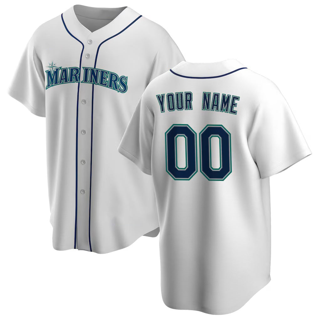 Custom Seattle Mariners White FEDASGOGE Home Replica Jersey