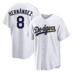 Los Angeles Dodgers #8 Enrique Hern¨¢ndez Player Gold White FEDASGOGE 2026 Collection Stadium Game Stitched Jerseys