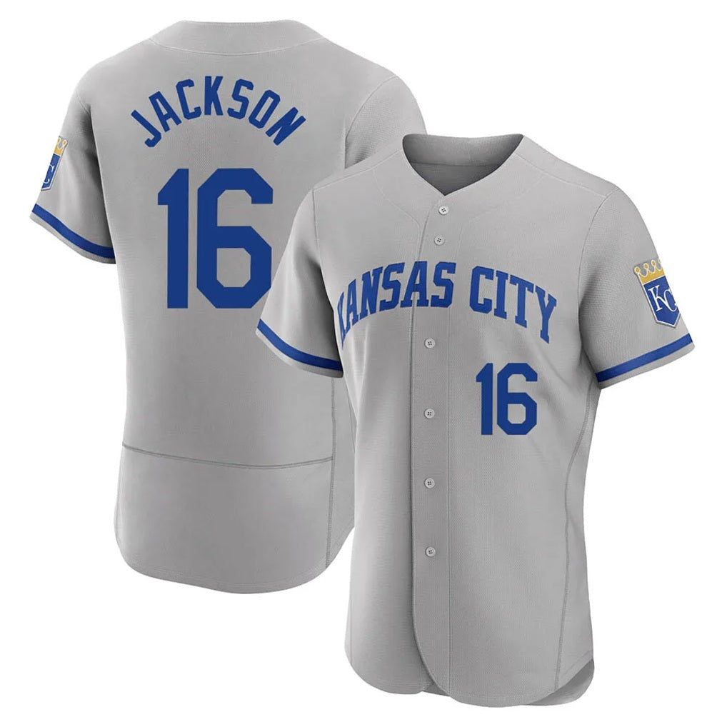 Kansas City Royals #16 Bo Jackson Player Gray FEDASGOGE Limited Elite Home Game Stitched Jerseys