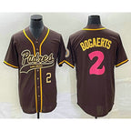 San Diego Padres #2 Xander Bogaerts Number Brown FEDASGOGE NEW 2023 City Connect Cool Base Stitched Jersey