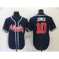 Atlanta Braves #10 Chipper Jones Navy Blue FEDASGOGE Stitched Cool Base Jersey