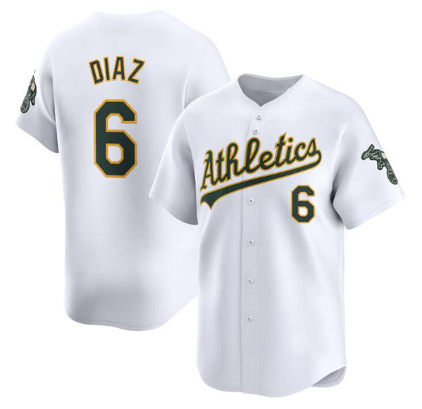 Oakland Athletics #6 Jordan Diaz White FEDASGOGE Home Limited Stitched Jersey