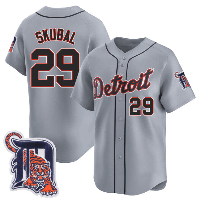 Detroit Tigers #29 Tarik Skubal Gray FEDASGOGE Logo Patch Vapor Premier Limited Stitched Jersey