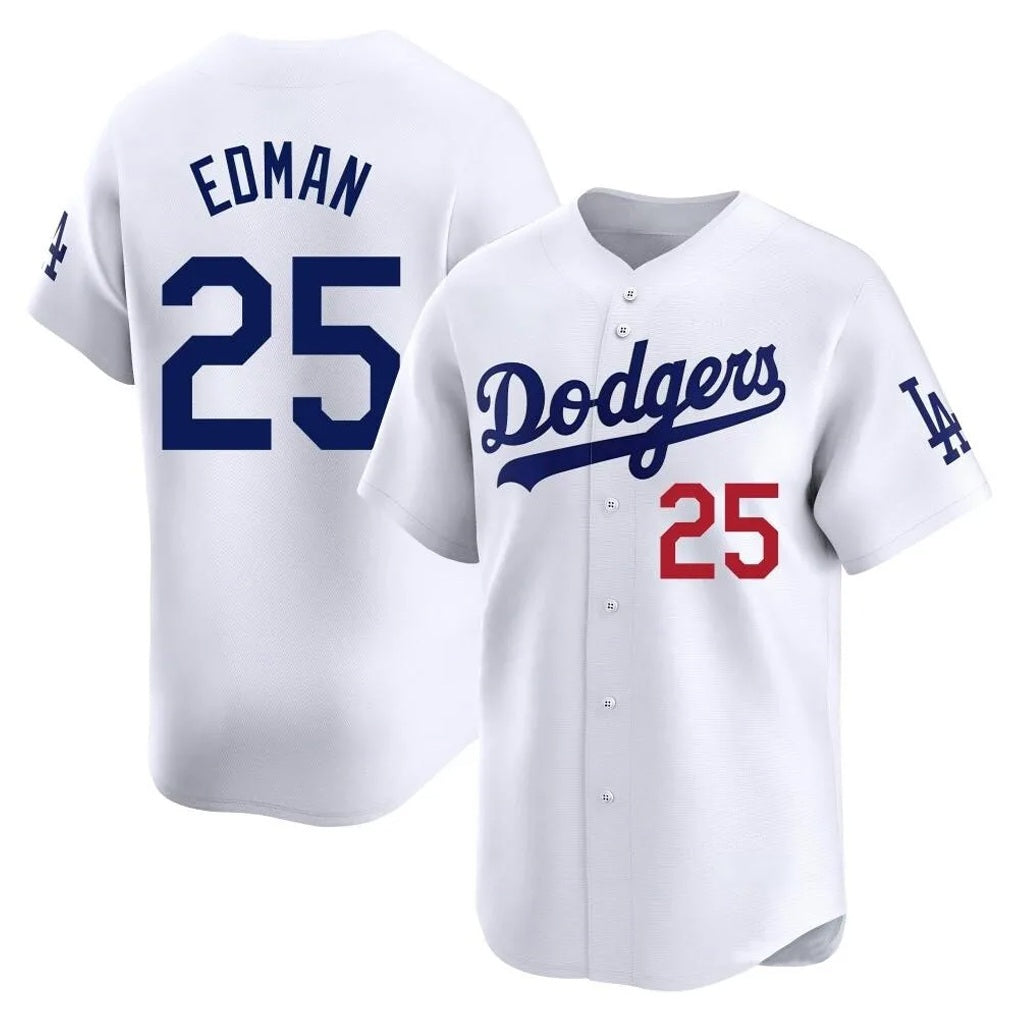 Los Angeles Dodgers #25 Tommy Edman Player White FEDASGOGE Limited Home Stitched Jerseys