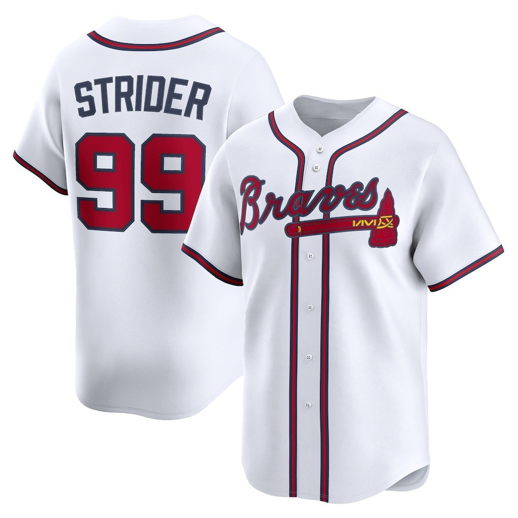 Atlanta Braves #99 Spencer Strider White FEDASGOGE Home Limited Player Jersey