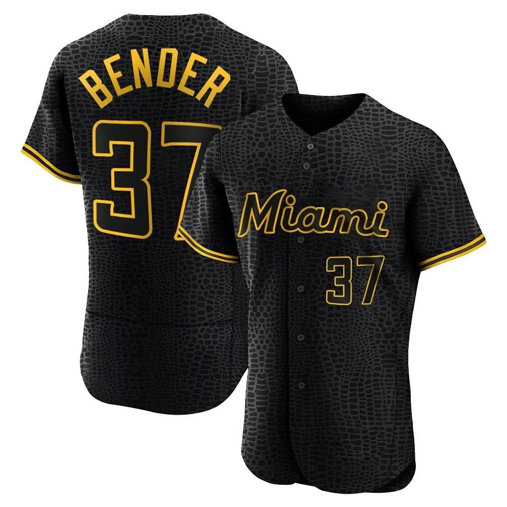 Miami Marlins #37 Anthony Bender Player Black FEDASGOGE Snake Skin City Home Limited Elite Stitched Jerseys