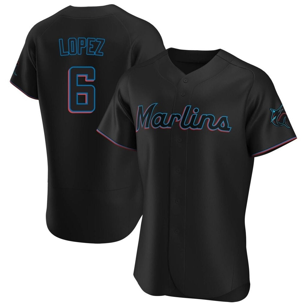 Miami Marlins #6 Otto Lopez Player Black FEDASGOGE Home Limited Elite Stitched Jerseys