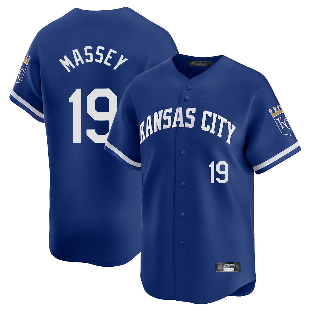 Kansas City Royals #19 Michael Massey Player Royal FEDASGOGE Limited Home Stitched Jerseys