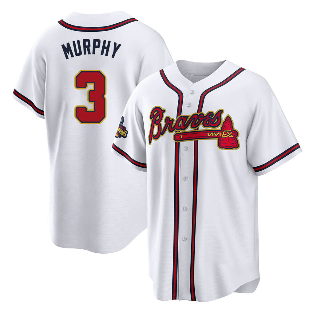 Atlanta Braves #3 Dale Murphy Player White Gold FEDASGOGE Home Game Stitched Jerseys