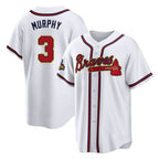 Atlanta Braves #3 Dale Murphy Player White Gold FEDASGOGE Home Game Stitched Jerseys