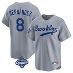 Los Angeles Dodgers #8 Enrique Hern¨¢ndez Player Gray FEDASGOGE World Series Meet Game Limited Home Stitched Jerseys