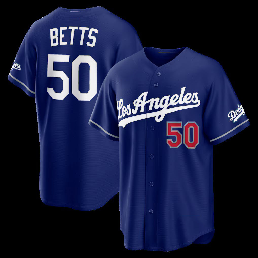 Los Angeles Dodgers #50 Mookie Betts Royal FEDASGOGE Alternate Stadium Jersey
