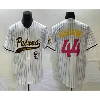 San Diego Padres #44 Joe Musgrove White FEDASGOGE Pinstripe 2023 City Connect Cool Base Stitched Jersey 2