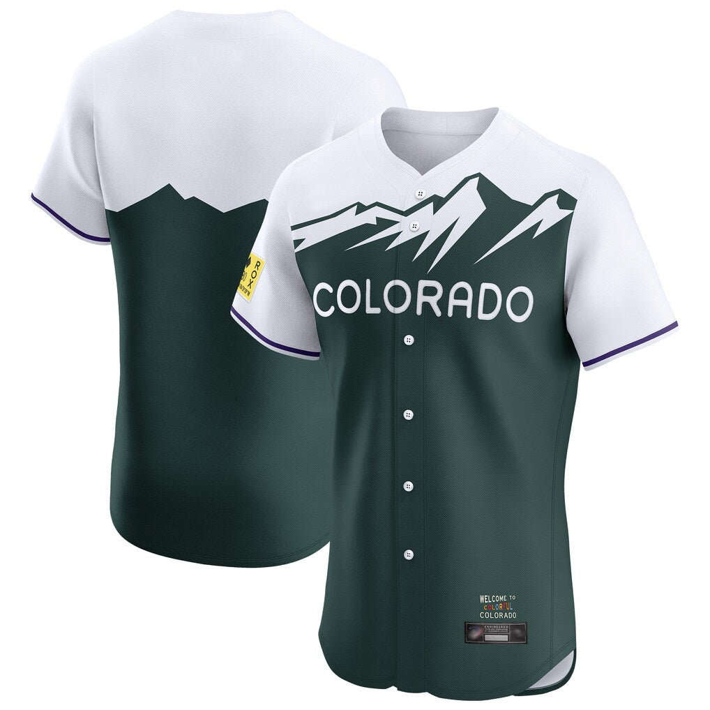 Colorado Rockies Blank Player Green FEDASGOGE City Connect Limited Elite Home Stitched Jerseys