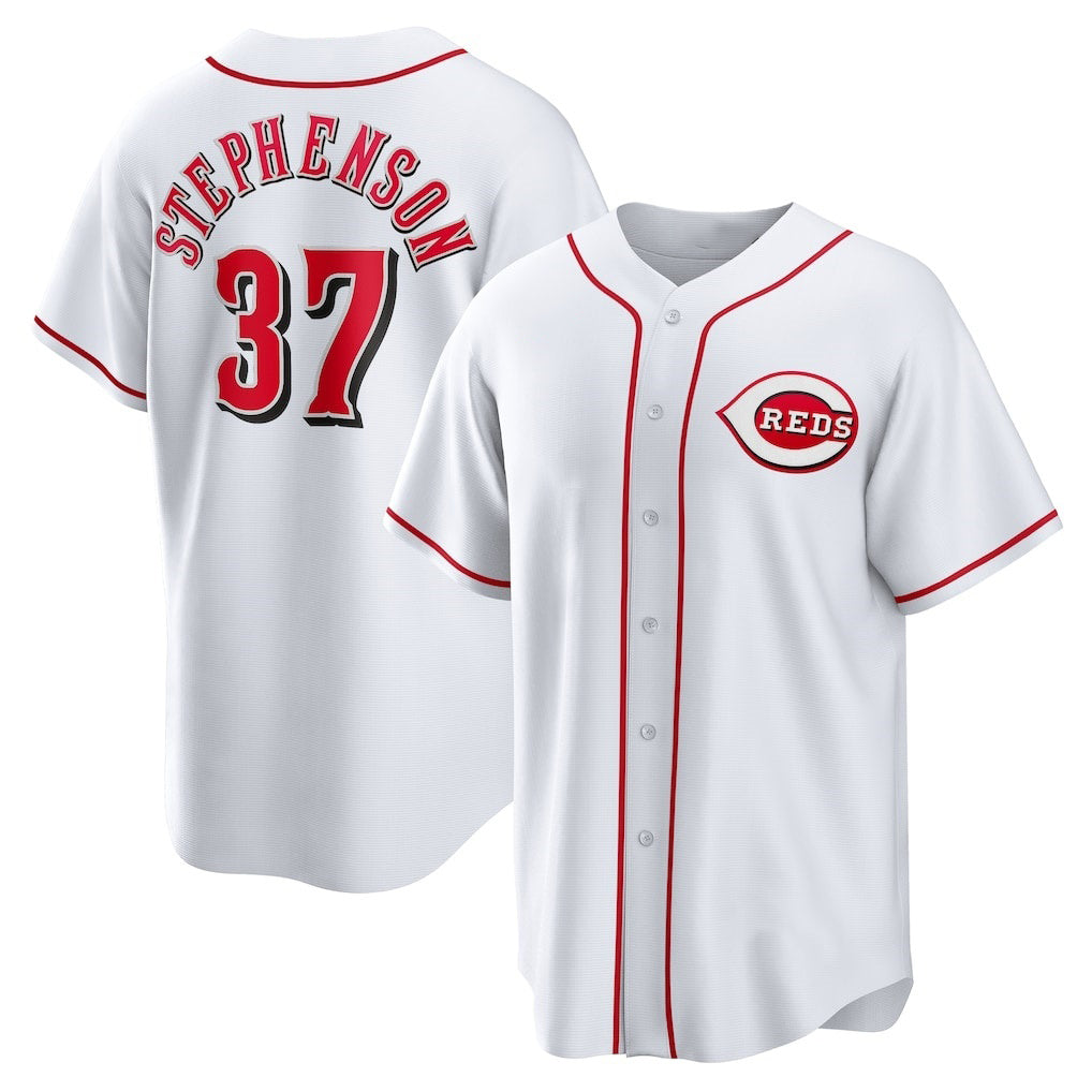 Cincinnati Reds #37 Tyler Stephenson White FEDASGOGE Home Replica Jersey