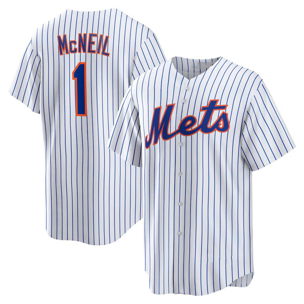 New York Mets #1 Jeff McNeil White FEDASGOGE Home Replica Player Jersey