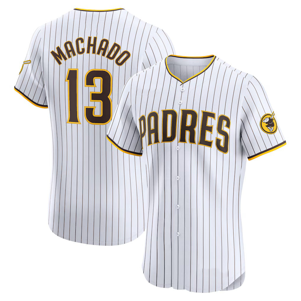 San Diego Padres #13 Manny Machado White FEDASGOGE Home Elite Jersey