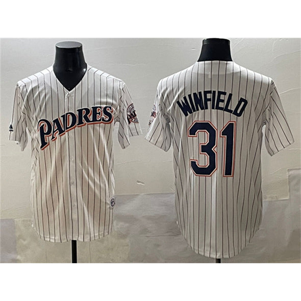 San Diego Padres #31 Dave Winfield White FEDASGOGE Throwback With Patch Cool Base Stitched Jersey
