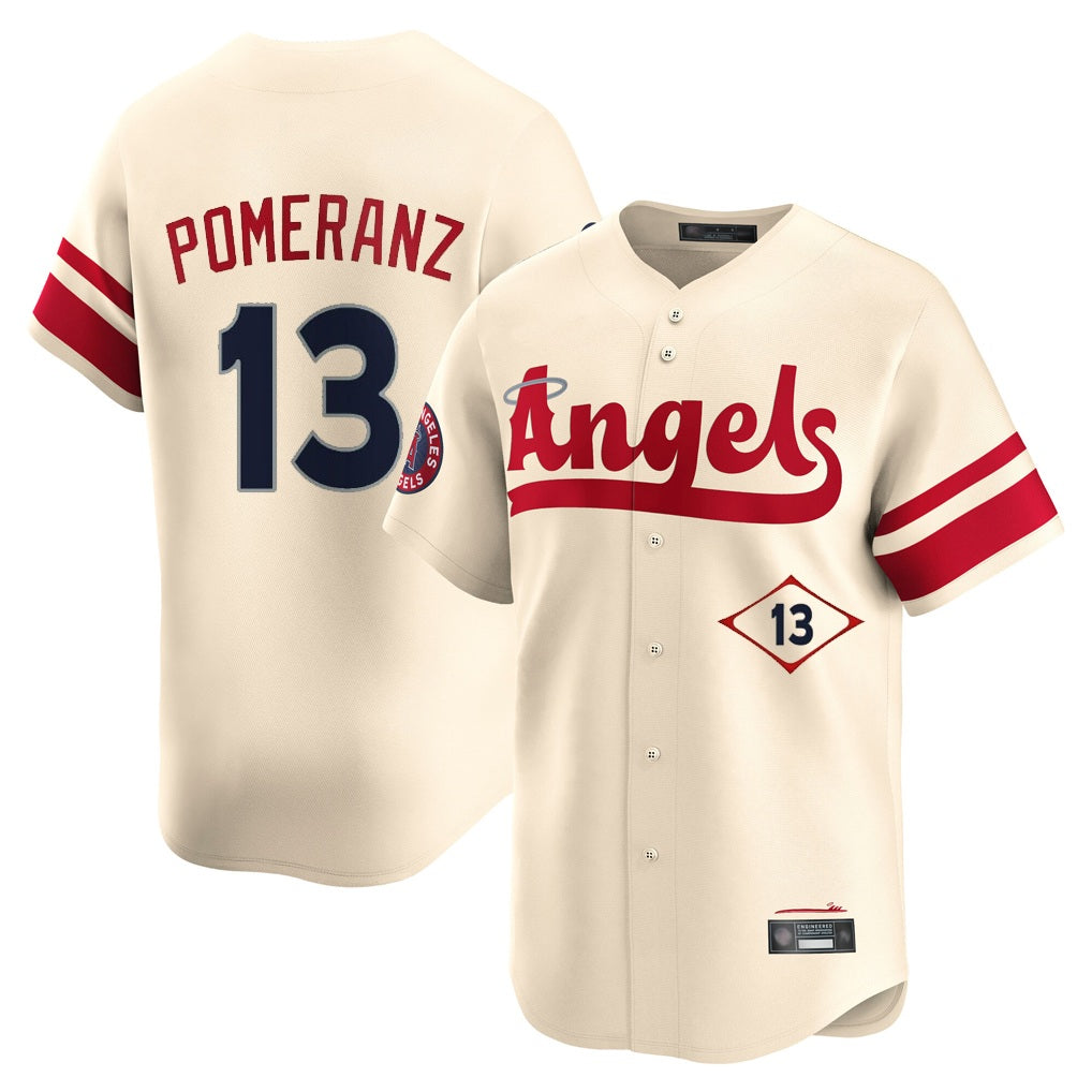 Los Angeles Angels #13 Drew Pomeranz Player Cream FEDASGOGE City Connect Limited Home Stitched Jerseys