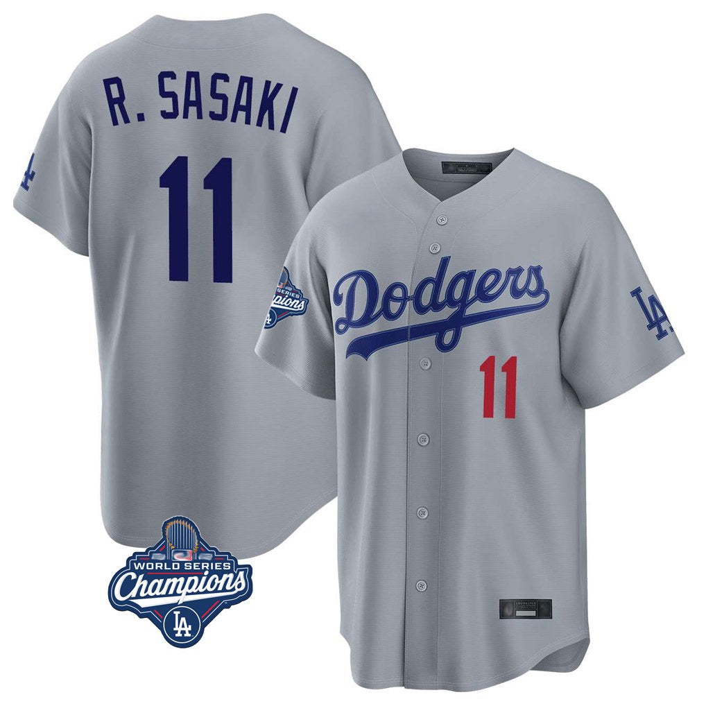 Los Angeles Dodgers #11 Roki Sasaki Player Gray FEDASGOGE World Series Meet Game Home Stitched Jerseys