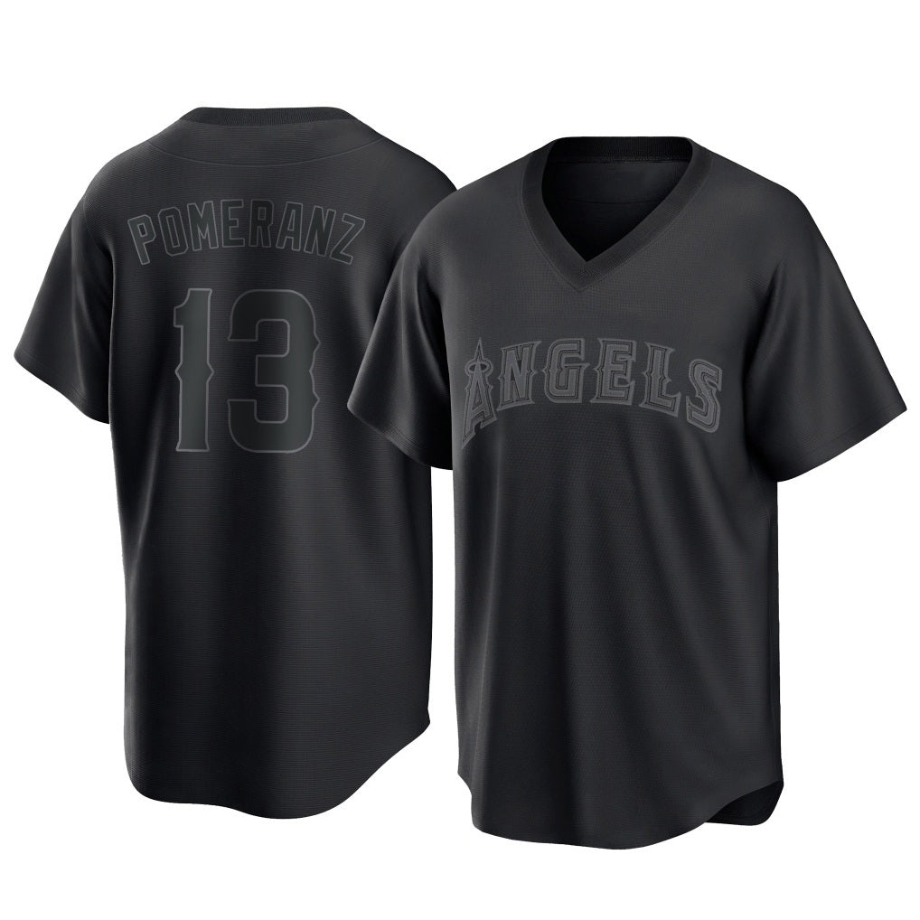 Los Angeles Angels #13 Drew Pomeranz Player Black FEDASGOGE Pitch Fashion T-shirt Stitched Jerseys