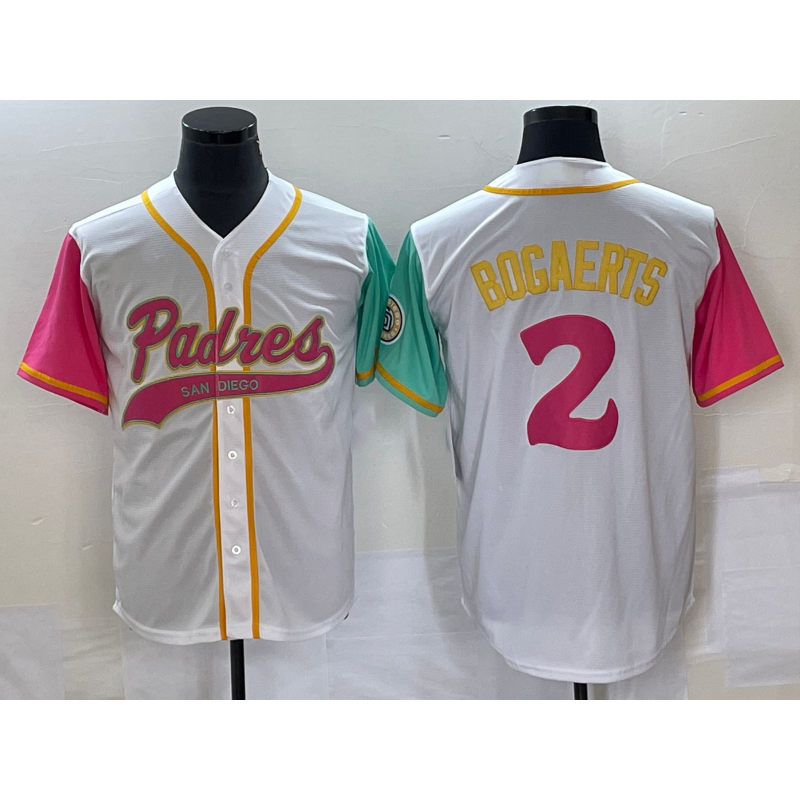 San Diego Padres #2 Xander Bogaerts White FEDASGOGE NEW 2023 City Connect Cool Base Stitched Jersey 3