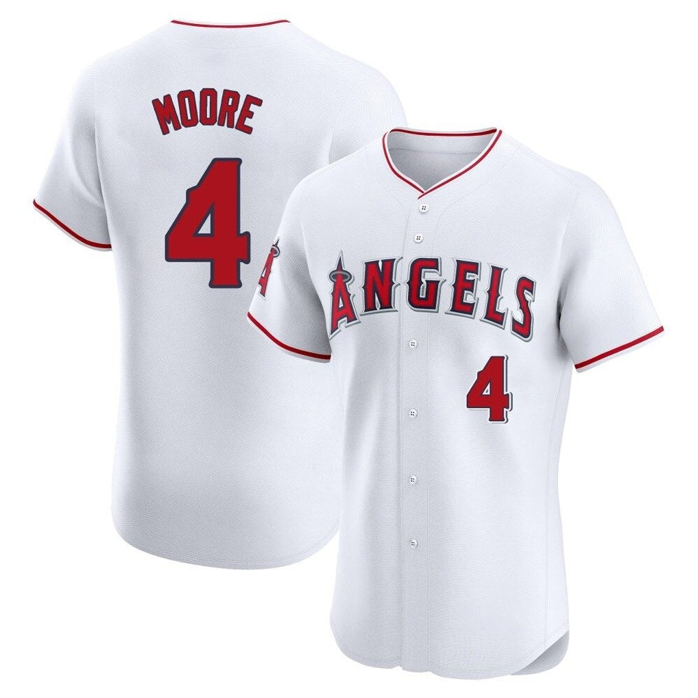 Los Angeles Angels #4 Christian Moore Player White FEDASGOGE Limited Elite Stitched Home Jerseys