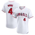 Los Angeles Angels #4 Christian Moore Player White FEDASGOGE Limited Elite Stitched Home Jerseys