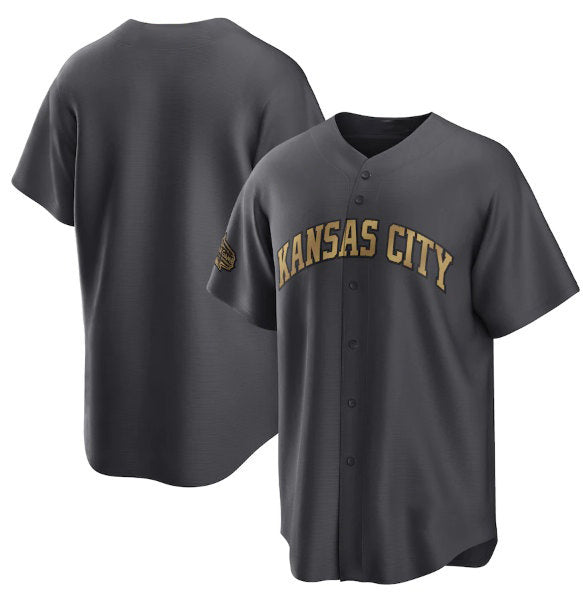 Kansas City Royals Blank Charcoal FEDASGOGE 2022 All-Star Cool Base Stitched Jersey