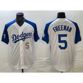 Los Angeles Dodgers #5 Freddie Freeman Number White Blue FEDASGOGE Fashion Stitched Cool Base Limited Jersey 3