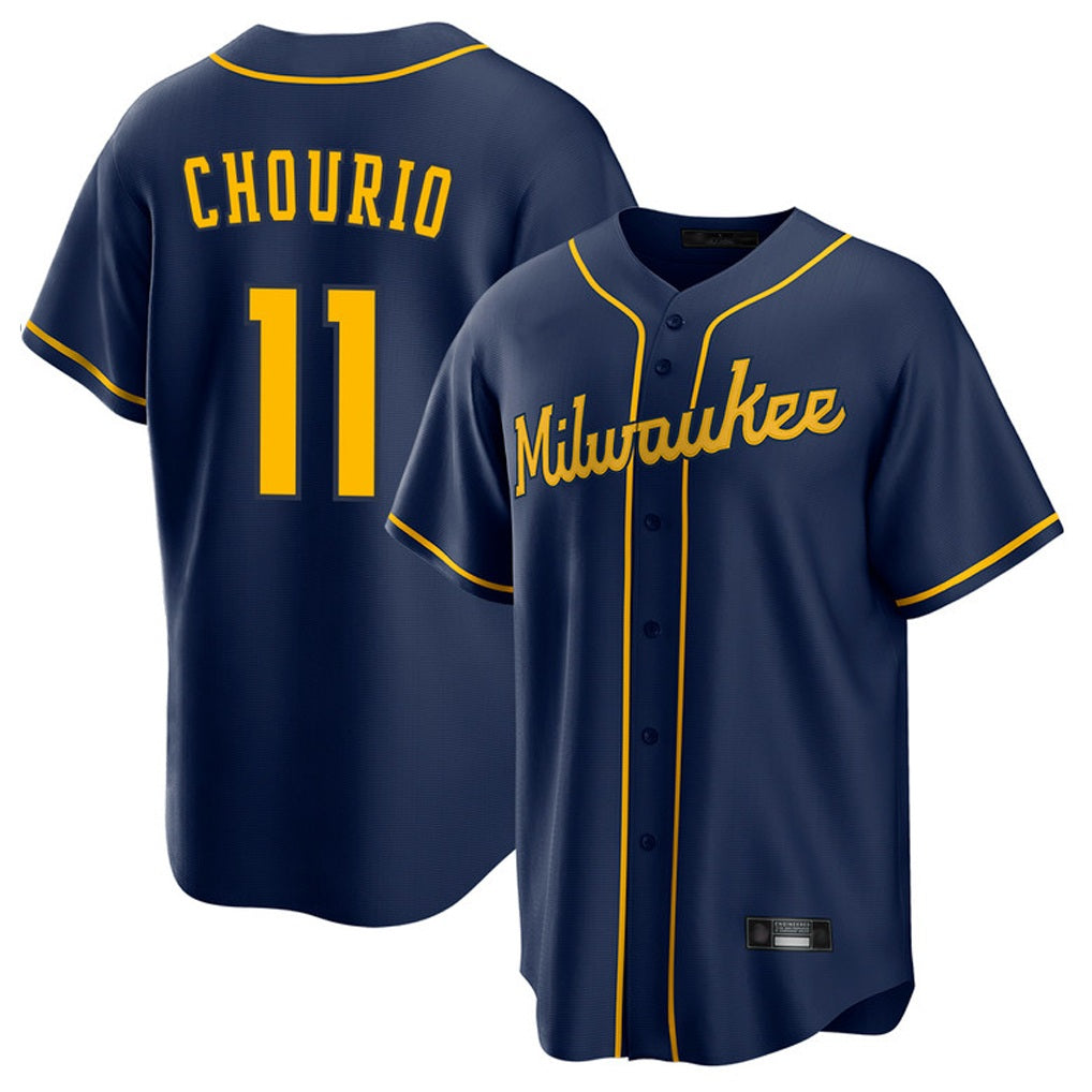 Milwaukee Brewers #11 Jackson Chourio Player Navy FEDASGOGE Home Game Stitched Jerseys