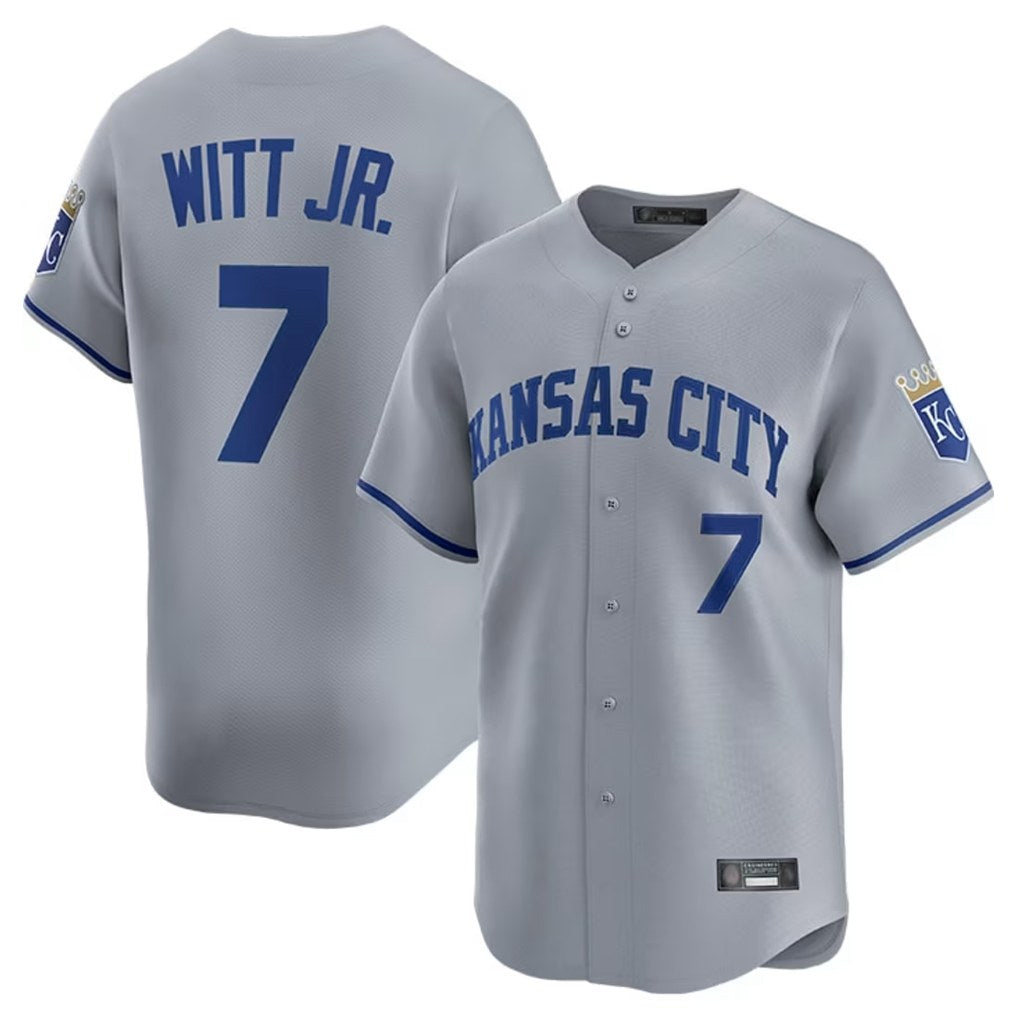 Kansas City Royals #7 Bobby Witt Jr. Player Gray FEDASGOGE Limited Home Stitched Jerseys