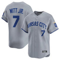 Kansas City Royals #7 Bobby Witt Jr. Player Gray FEDASGOGE Limited Home Stitched Jerseys