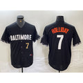 Baltimore Orioles #7 Jackson Holliday Number Black FEDASGOGE 2023 City Connect Cool Base Stitched Jersey