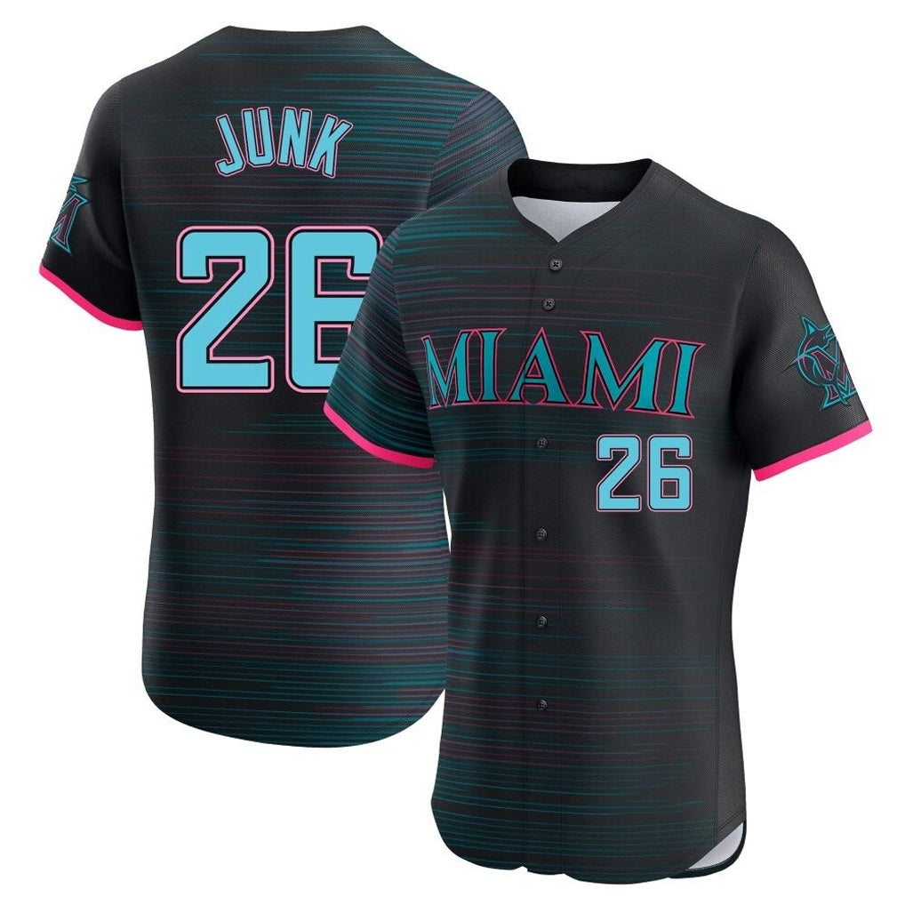 Miami Marlins #26 Janson Junk Player Black FEDASGOGE City Connect Home Limited Elite Stitched Jerseys