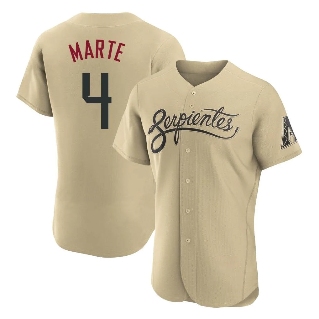 Arizona Diamondbacks #4 Ketel Marte Player Tan FEDASGOGE City Connect Limited Elite Home Game Stitched Jerseys