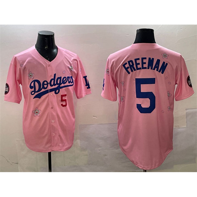 Los Angeles Dodgers #5 Freddie Freeman Pink FEDASGOGE 2025 Tokyo Series Limited Stitched Jersey
