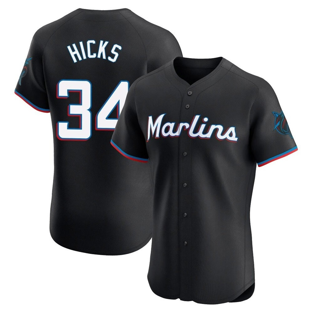 Miami Marlins #34 Liam Hicks Player Black FEDASGOGE Vapor Home Limited Elite Stitched Jerseys